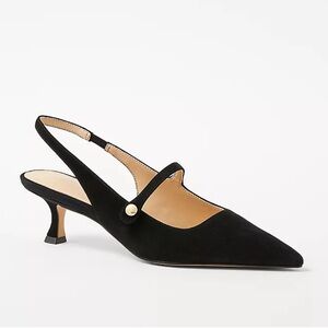 🖤NWT Ann Taylor Front Strap Suede Slingback, Black, 7M